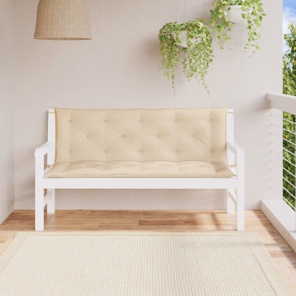 Set di 2 cuscini per panca da giardino vidaXL in tessuto Oxford beige, impermeabili e traspiranti, L 150 x P 50 x H 7 cm