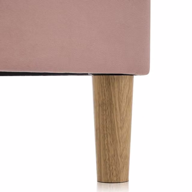 Letto singolo imbottito in velluto rosa con testiera a griglia e USB Tipo-C, 90x200 cm, senza materasso