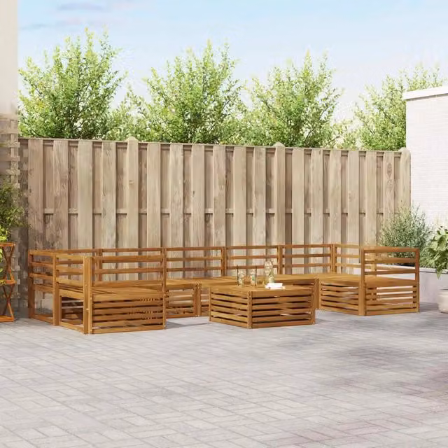 Set di divani da esterno 8 pz Naturale Legno di Acacia Massello 3373159