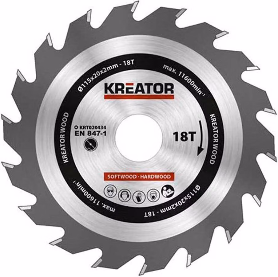 Kreator 115x20x2,0 Mm 18t disco per sega circolare per legno argento argento Taglia unica