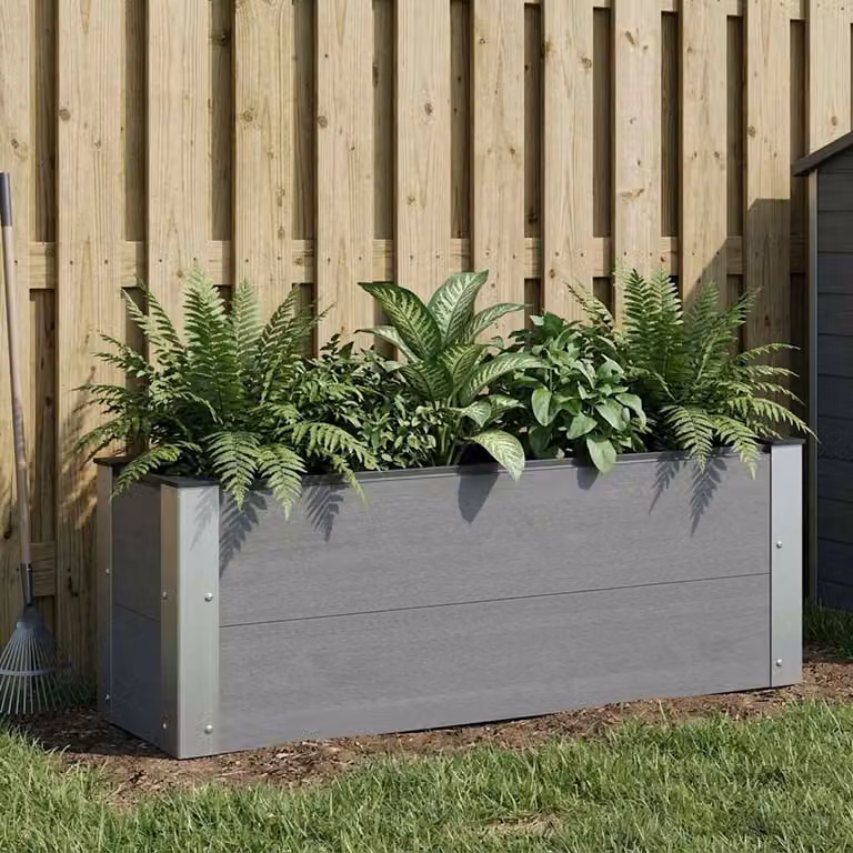 Letto rialzato da giardino vidaXL in WPC e alluminio, Grigio, L: 100 cm, P: 30 cm, H: 36 cm