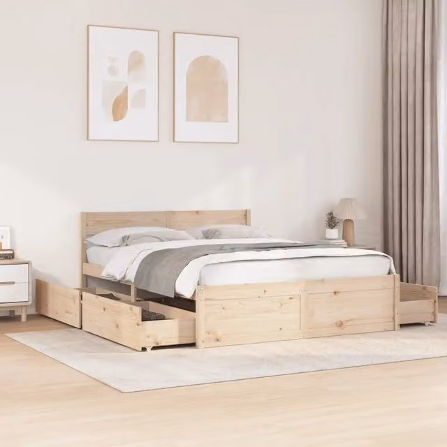 Letto senza Materasso 150x200 cm in Legno Massello di Pino 3282345