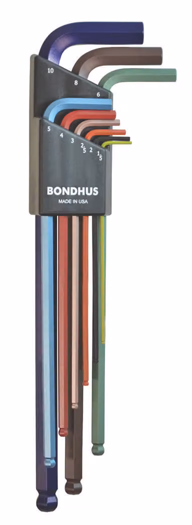 Set di chiavi a Esagono 1,5 - 10 BONDHUS - extra lunghe con punta a sfera colorata [9 pezzi]