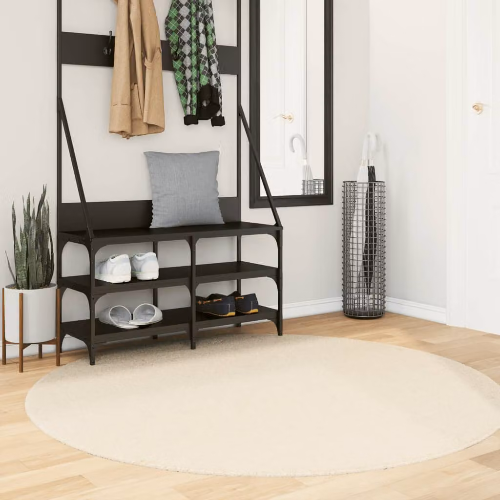 vidaXL Tappeto Rotondo HUARTE a Pelo Corto Beige, Lavabile e Antiscivolo, Ø 160 cm