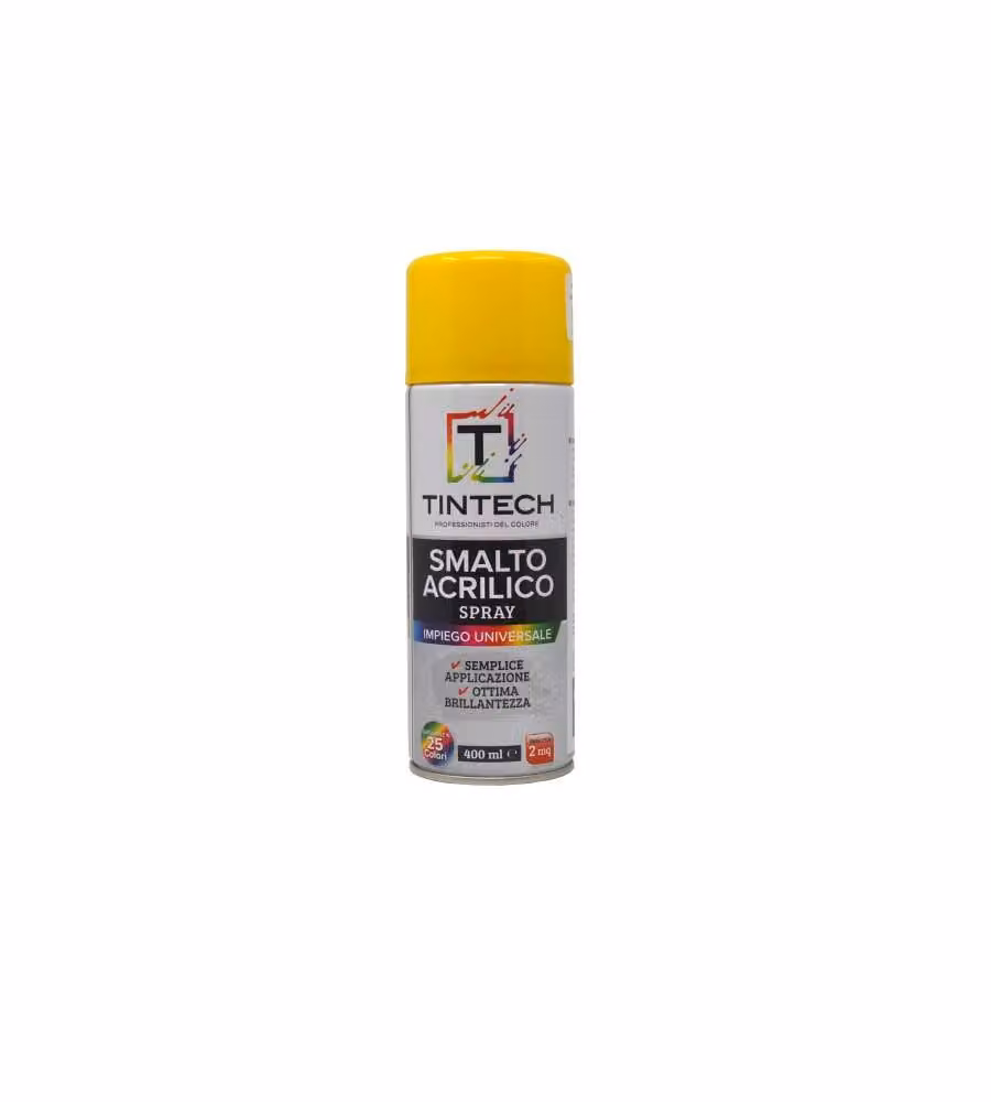 Tintech Smalto Acrilico Spray Giallo Traffico 400 ml - Vernice Alta Copertura