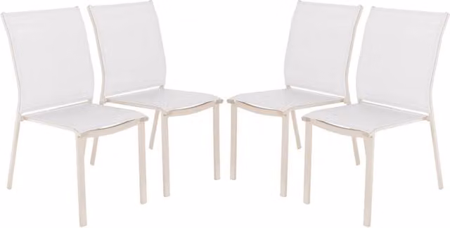 Set 4 sedie da giardino impilabili in alluminio e textilene, beige
