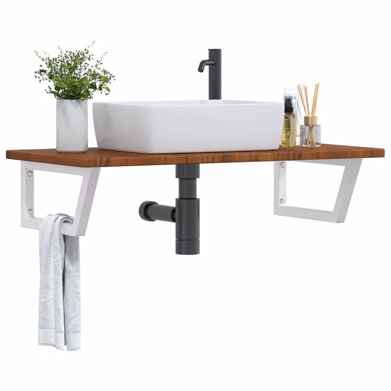 vidaXL Ripiano a Parete per Lavabo Moderno in Acciaio e Rovere Multicolore