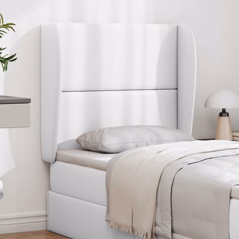 Testata del letto imbottita vidaXL in ecopelle bianca con struttura in legno e MDF