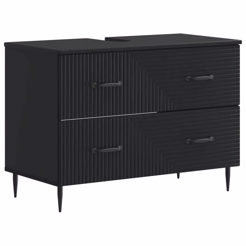 Armadio per lavabo da bagno moderno vidaXL nero con ante a battente e cassetti interni L/P/H: 82 x 41 x 58,5 cm – 2