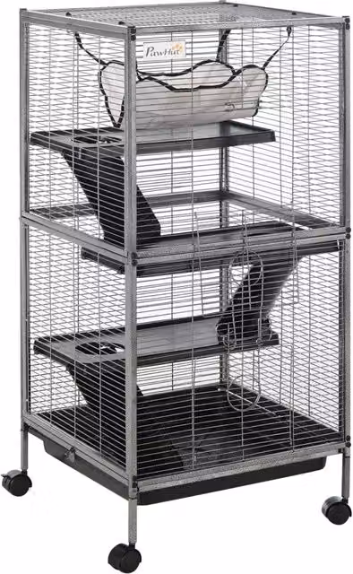Gabbia per piccoli roditori Minimal in acciaio grigio argento H 113,5 x L 52 x P 52 cm – 1