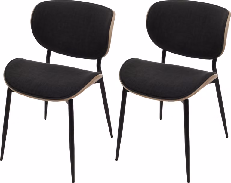 Set di 2 sedie da pranzo, modello HWC-O45, struttura in legno di faggio, rivestimento in tessuto (370g/m²), , colore: naturale, grigio scuro