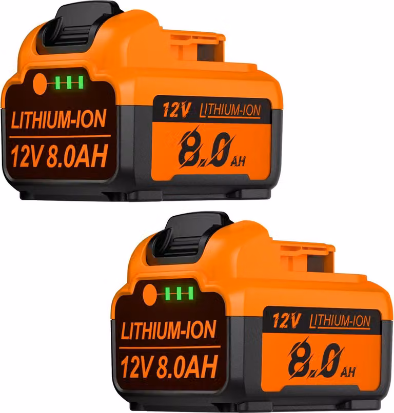 Batteria di ricambio per DCB126/DCB127/DCB120 - 12 V Li-Ion - 8000 mAh - celle 18650 - confezione da 2 - grigio