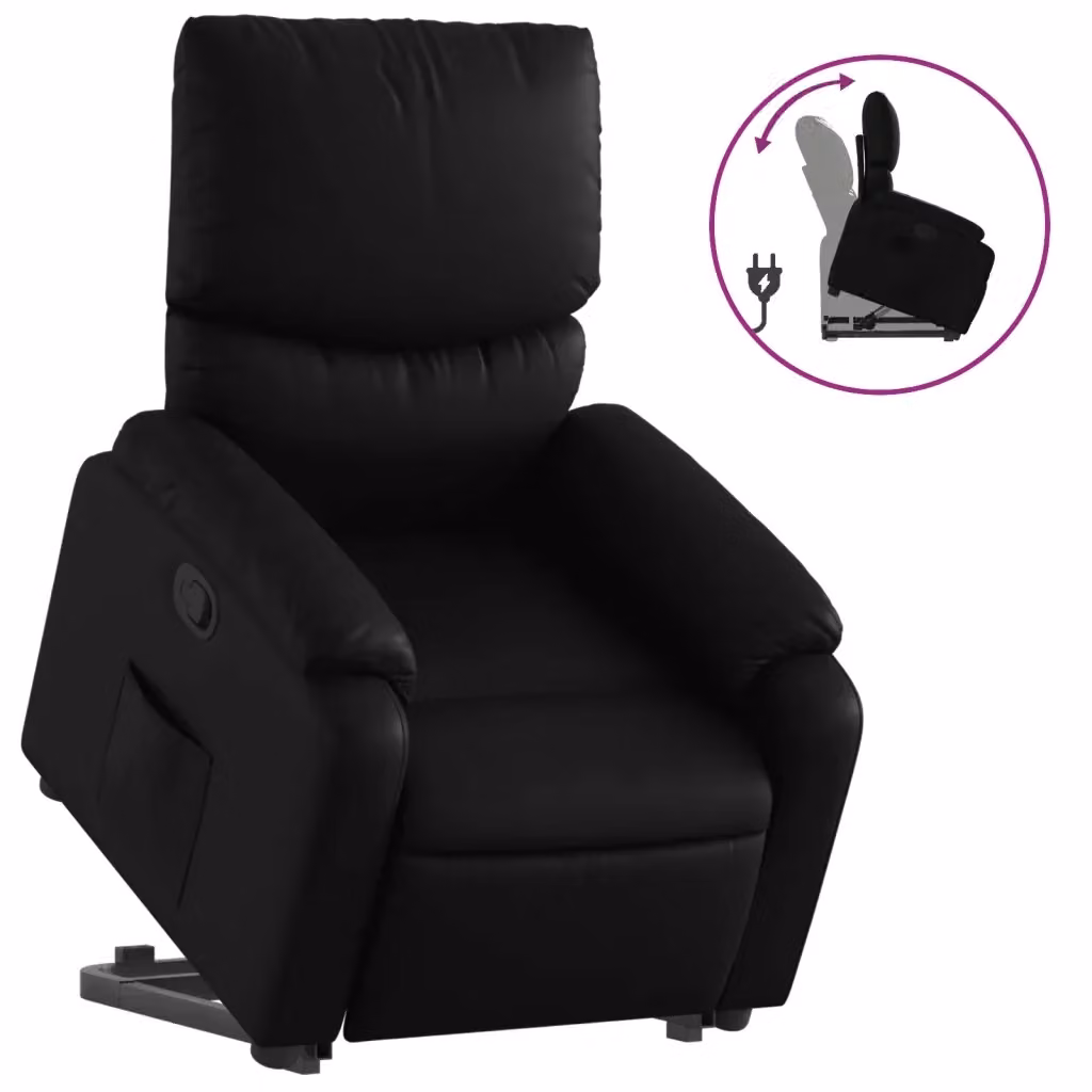 Poltrona Alzapersona Reclinabile con Assistenza Elettrica vidaXL in Similpelle Nera – 2