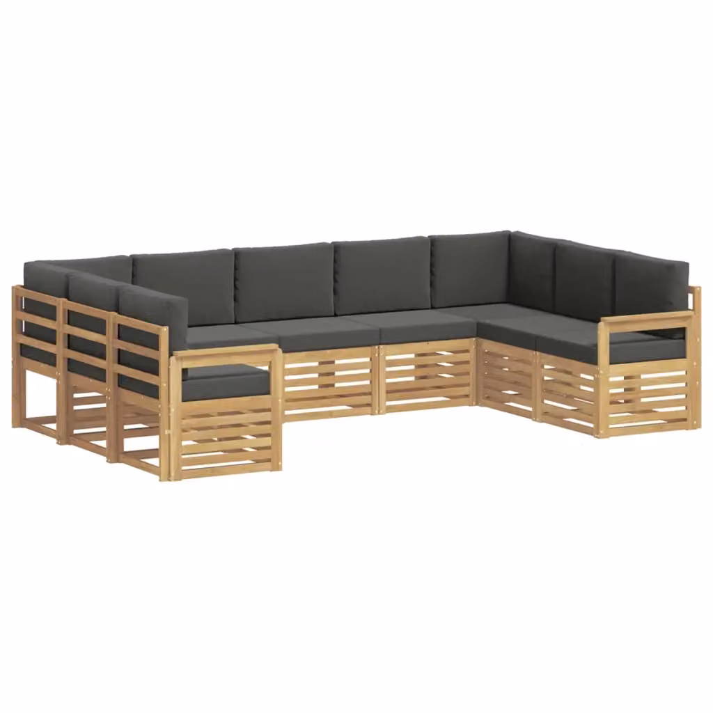 Set di divani da esterno vidaXL in legno di acacia con cuscini, Bianco e Antracite – 2