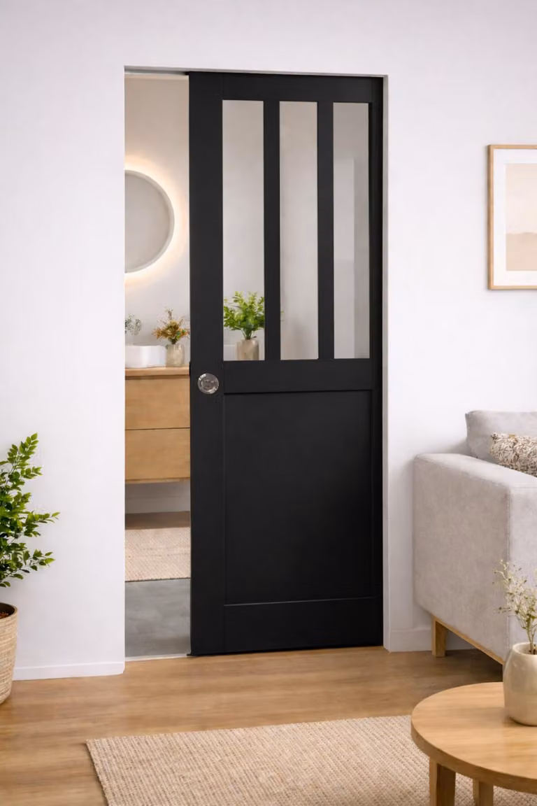 Porta scorrevole da officina nera H204 x L93 cm, incasso Gd Menuserie