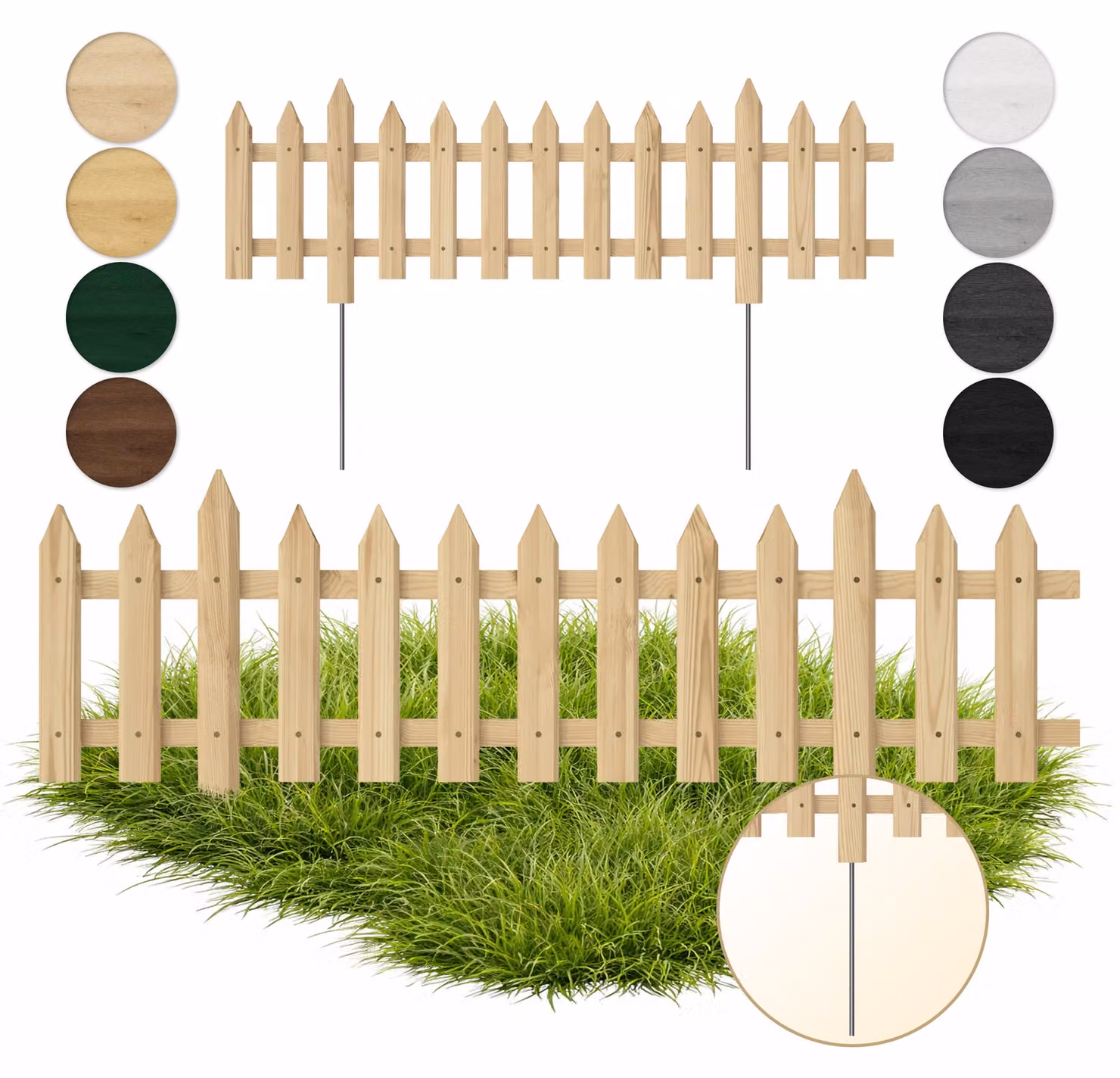 Floranica 1 pz Recinzione da giardino a incastro con pali in metallo per aiuole 100 cm x 20 cm Non trattato
