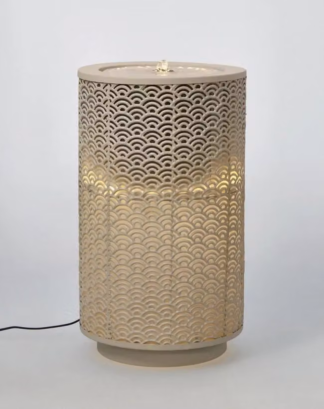 Fontana da tavolo moderna in metallo AKIRA Beige con LED L: 30 cm, H: 51,5 cm – 2