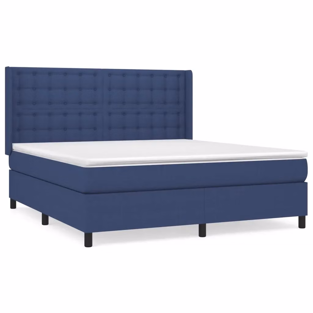 Letto Ibrido vidaXL con Giroletto a Molle e Materasso Blu e Bianco in Tessuto L/P/H: 180 x 200 x 128 cm – 2