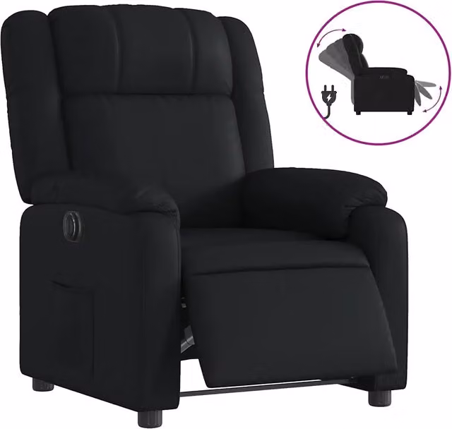 Poltrona | Sedia Relax Reclinabile Elettrica Nera in Similpelle