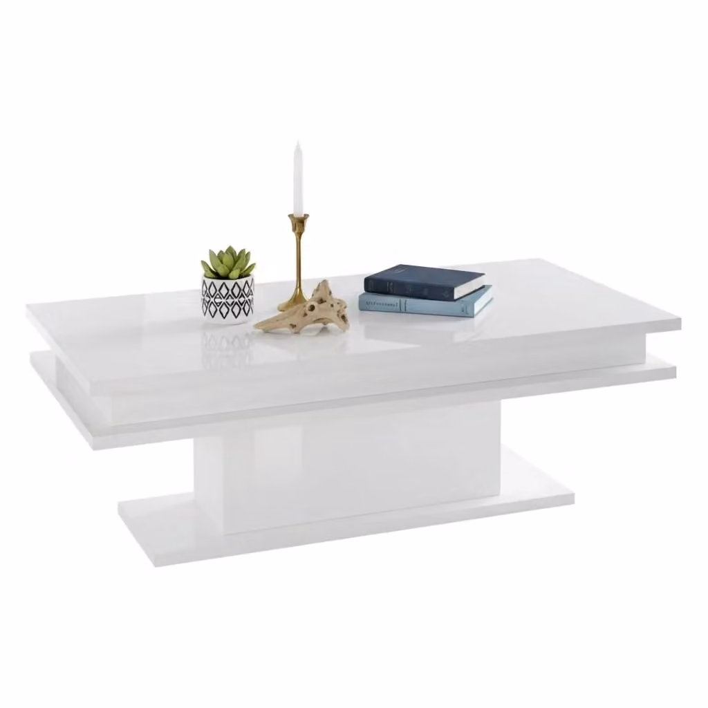Tavolino da salotto portariviste DMORA Aboronzi Bianco lucido L: 100 cm, P: 55 cm, H: 42 cm – 2