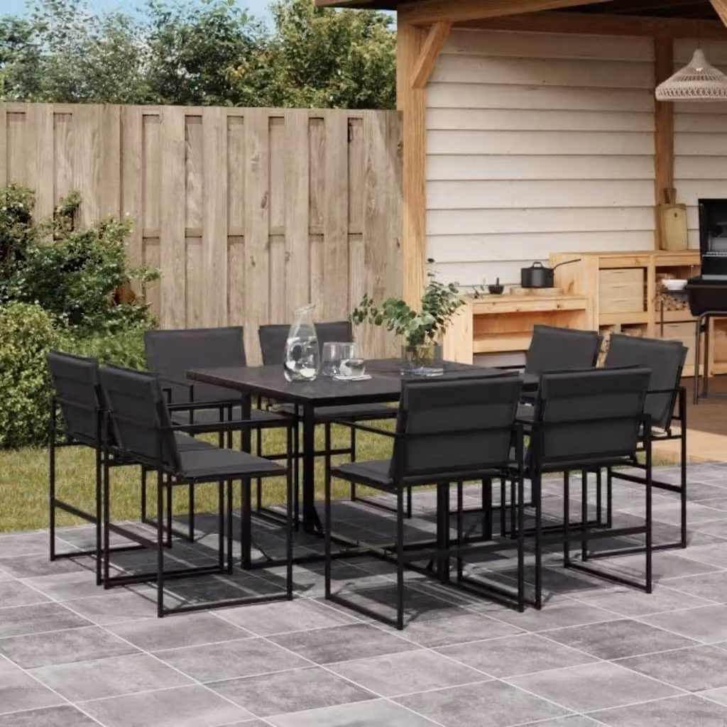 Maison Exclusive - Set da pranzo da giardino da 9 pezzi con cuscini in Textilene nero