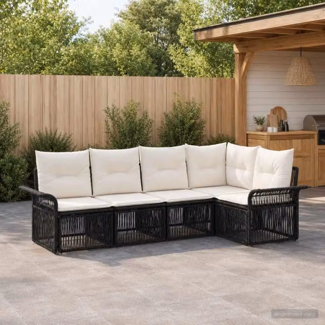 Set Divano da Giardino 5 pz Nero polyrattan 3434827