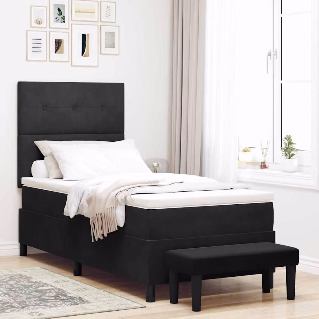 Maison Exclusive - Letto boxspring con testiera, nero, 200 x 80 cm, velluto