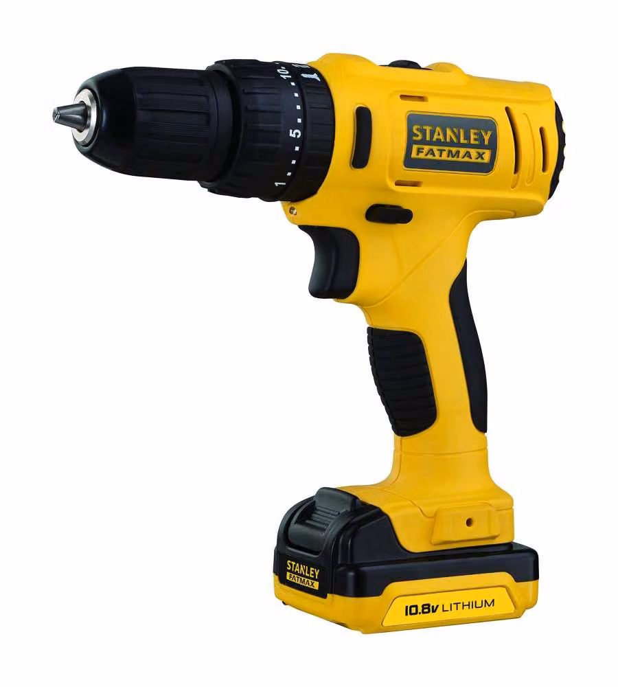Trapano Avvitatore a Percussione Stanley Fatmax 10,8V Giallo con 2 Batterie Ricaricabili – 1