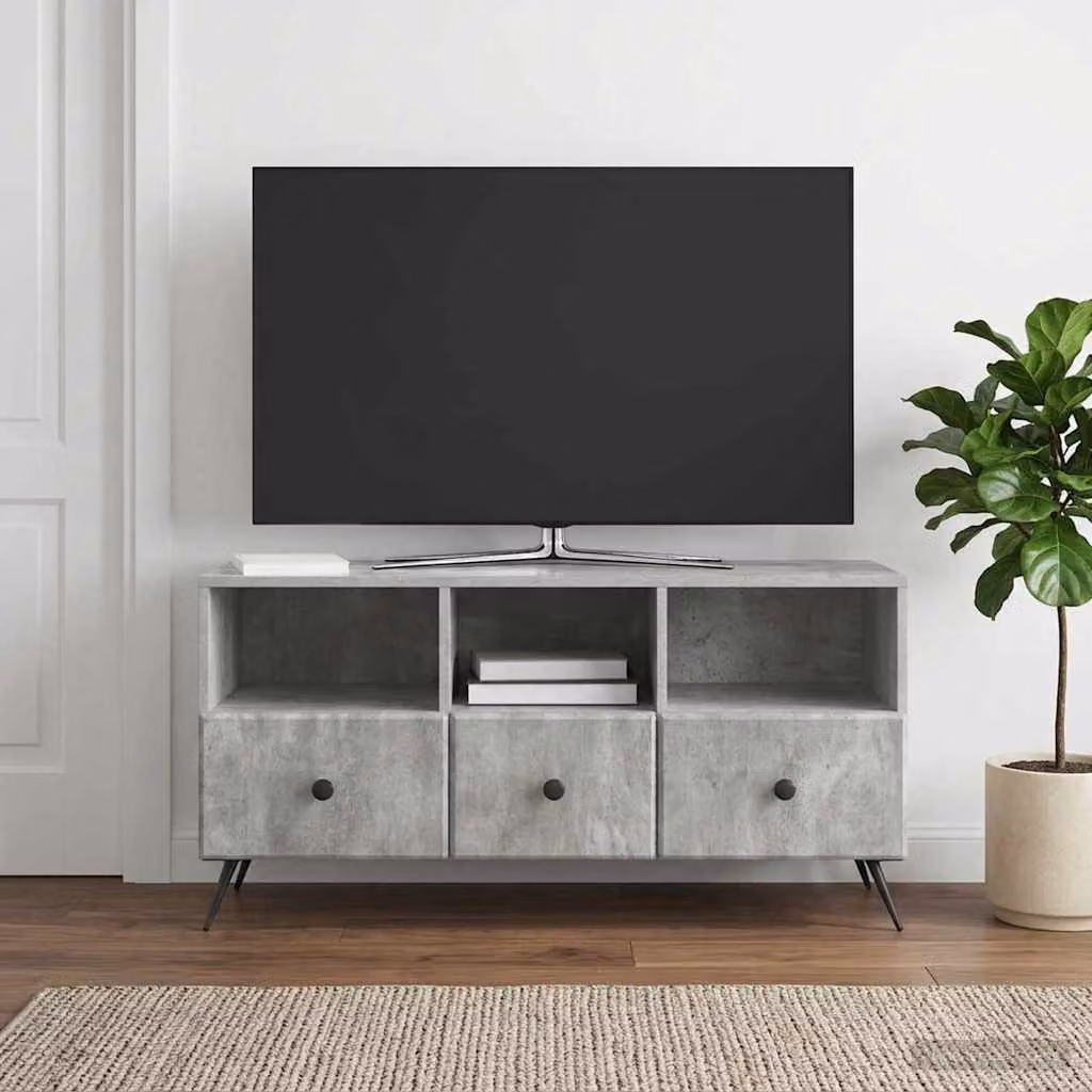 Mobile TV vidaXL con cassetto Grigio Cemento L: 102 cm, P: 34,5 cm, H: 50 cm