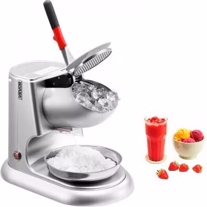 Macchina Tritaghiaccio Vevor in Acciaio Inox Argento, Produttore Elettrico di Granita con 4 Lame, 300 W, 2000 giri/min, Capacità 100 kg/ora