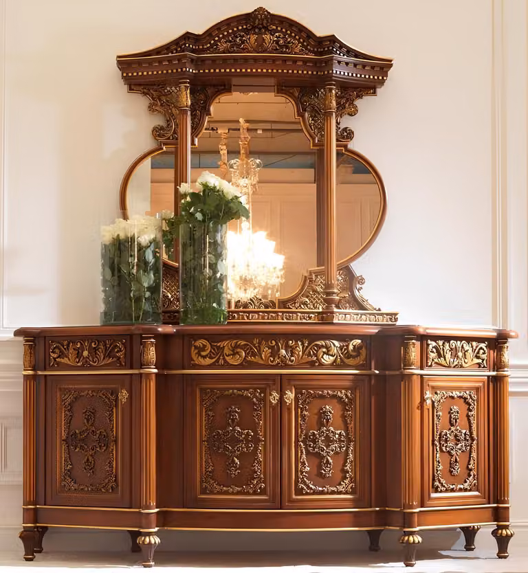 Kommode Anrichte Spiegel Set Echtes Holz Italienische Möbel Antik Stil Kommoden