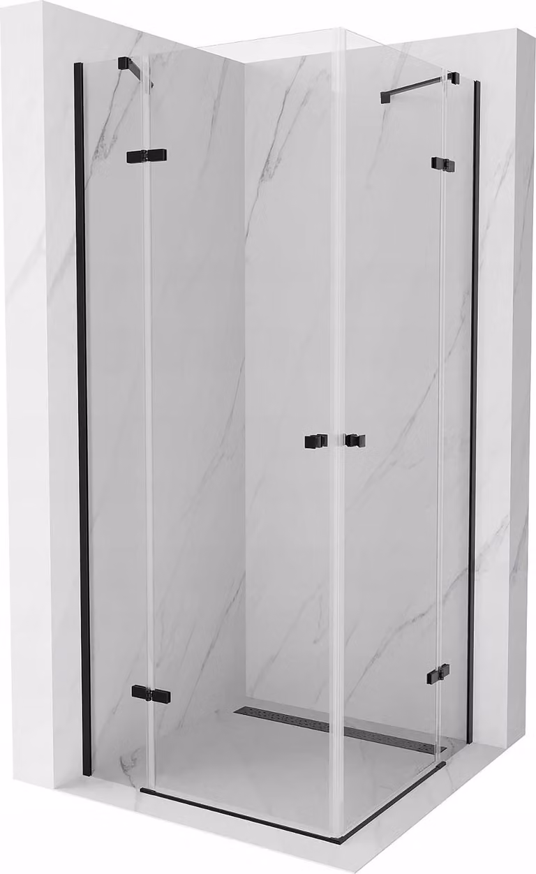 Mexen Roma Duo cabina doccia a battente 80 x 80 cm, trasparente, nera - 854-080-080-70-00-02