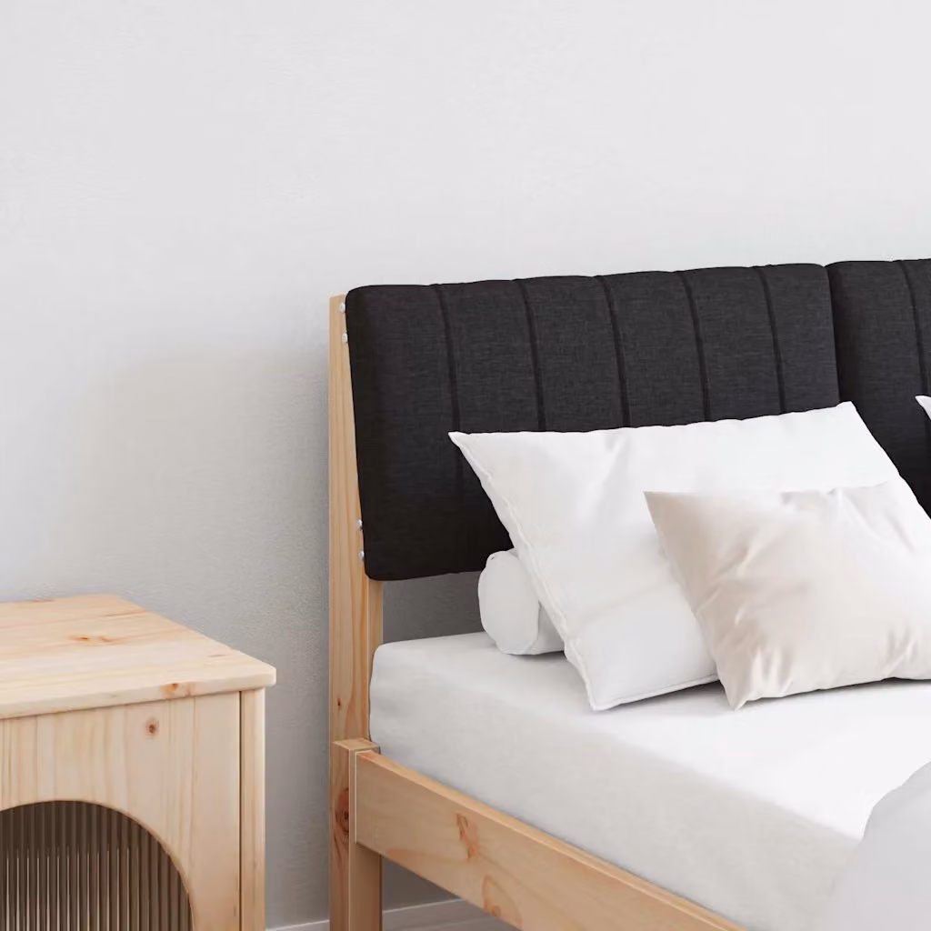 Testiera imbottita vidaXL in pino massello, colore nero, larghezza: 120 cm