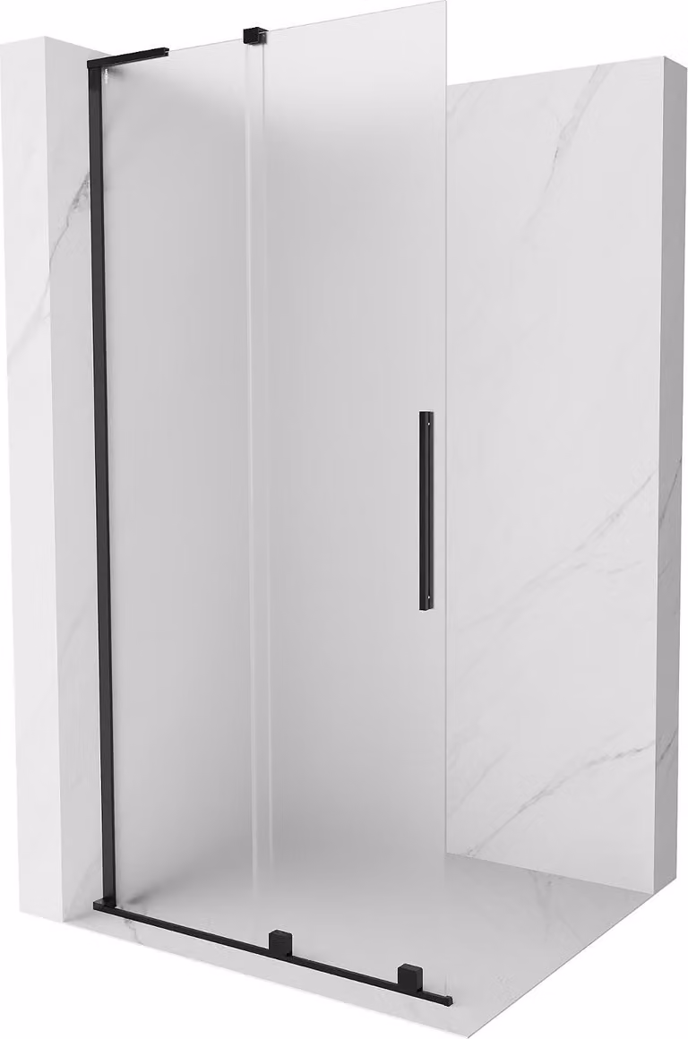 Mexen Velar L parete doccia scorrevole Walk-in 110 x 200 cm, smerigliata 8 mm, nera - 871-110-003-33-70