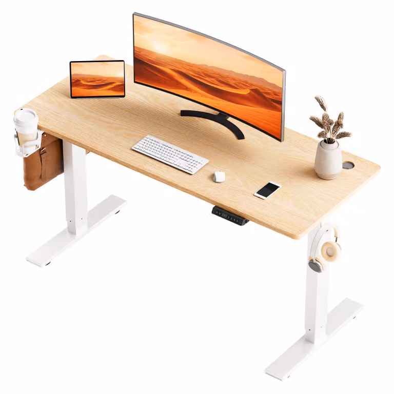 Scrivania 120 x 60 cm, piano da 18 mm, scrivania elettrica regolabile in altezza, sistema di memoria e anticollisione, USB/Type-C con ricarica rapida