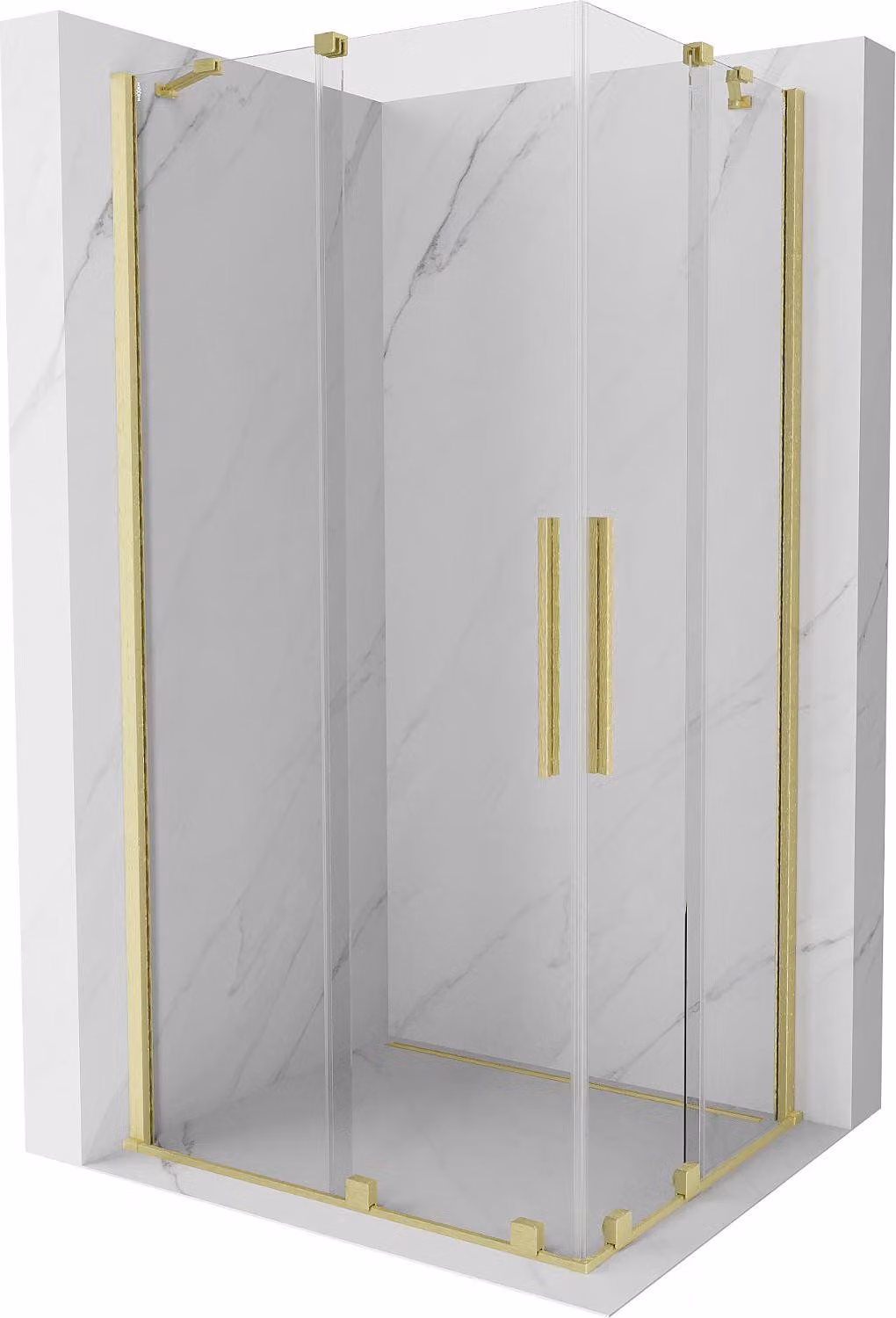 Mexen Velar Duo cabina doccia scorrevole 90 x 80 cm, trasparente, oro spazzolato - 871-090-080-02-55