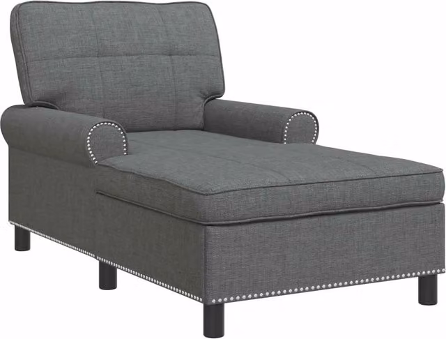Chaise Lounge | Sedia a Sdraio con cuscino Grigio scuro 91 x 157 x 91 cm Tessuto CFW6323494