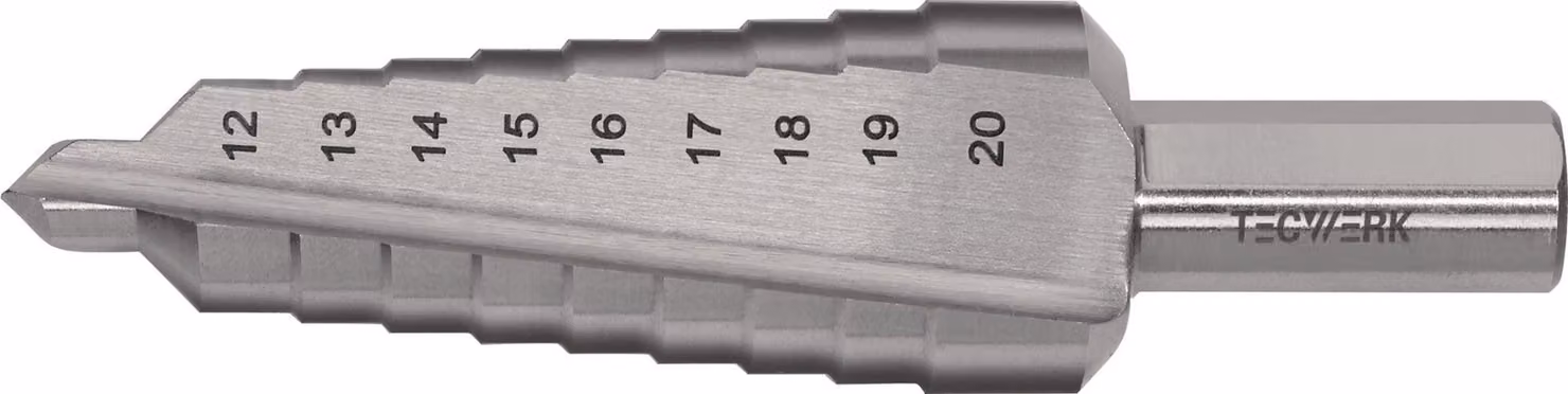Gamma di foratura 12-20 mm HSS a scanalatura diritta Numero di taglienti 2 Numero di passi 9