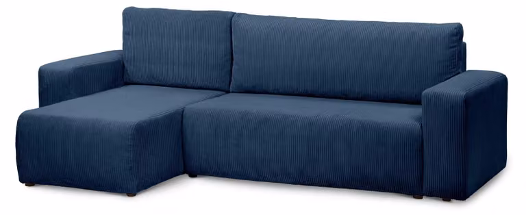 Divano a tre posti con funzione letto, modello Kingi, colore blu navy e grafite