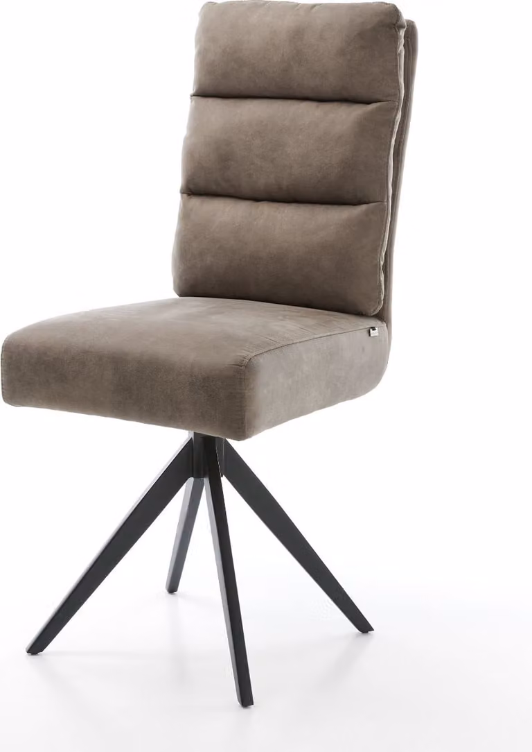 DELIFE Sedia da pranzo Pela-Flex Microfibra Taupe Vintage Struttura a croce angolare Nero Molle insacchettate