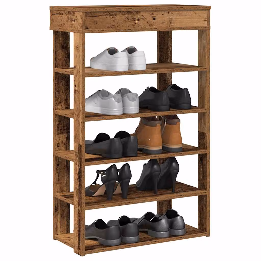 Scarpiera vidaXL in legno stile rustico marrone, L: 60 cm, P: 30 cm, H: 98 cm