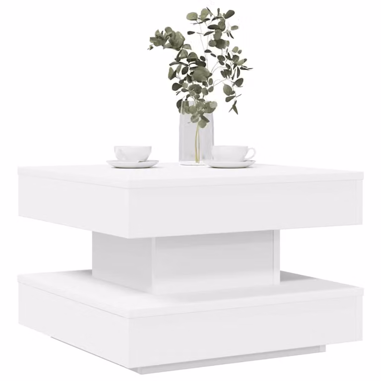 vidaXL Tavolino da Caffè Moderno Bianco con Piano Girevole L/P/H: 50 x 50 x 34,5 cm