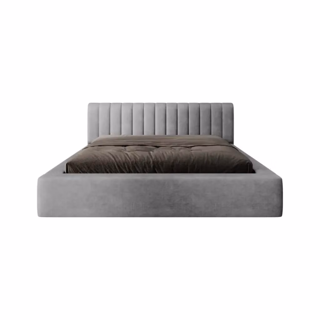 Letto contenitore CERVIN Meublorama in velluto grigio con rete sollevabile, design moderno, L/P/H: 238 x 180 x 86 cm – 2