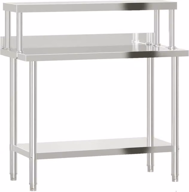 Tavolo da lavoro per cucina in acciaio inox CFW4223206 color argento con altezza regolabile L: 110 cm, P: 55 cm, H: 120 cm – 1