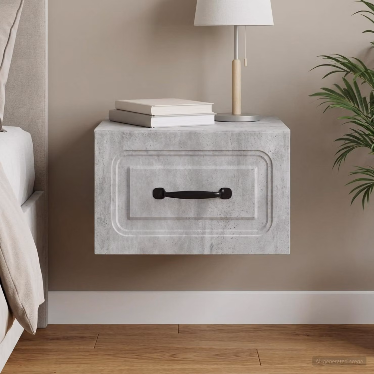 vidaXL Mobiletto da notte sospeso moderno Grigio opaco L: 34,5 cm, P: 33 cm, H: 20 cm
