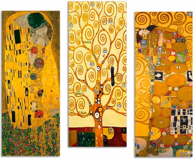 Quadro 3 pannelli Klimt 70x50 cm