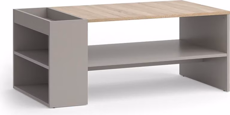 Tavolino da salotto Vicco Wido Grigio 100 x 55 cm con ripiani, Model 56616