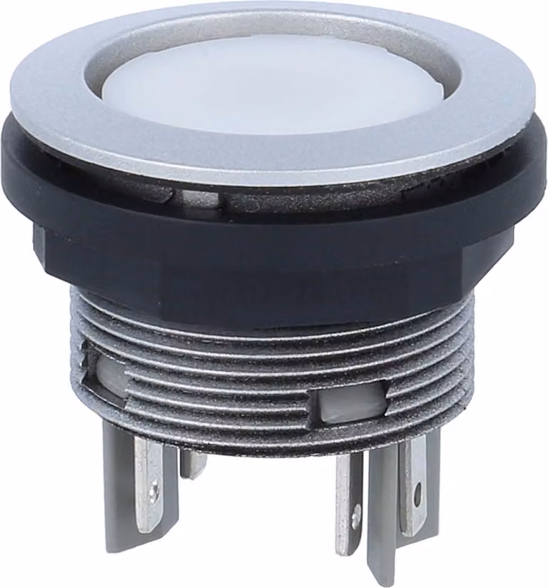 Georg Schlegel Pulsante luminoso, 1Ö + 1S illuminabile, rotondo, connettore piatto SHORTRON 2,8 mm x 0,8 mm - 1 pezzo