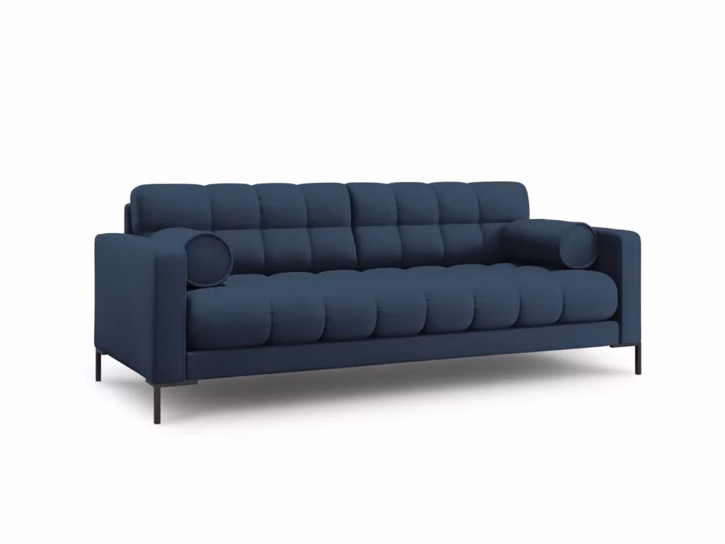 Divano 3 posti Bali di Cosmopolitan Design in tessuto blu con struttura in metallo e cuscini inclusi L: 177 cm, P: 75 cm, H: 92 cm – 2