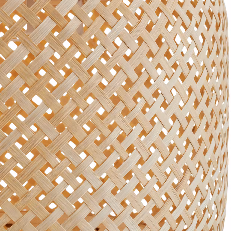 Plafoniera sospesa in bambù tectake in stile boho, forma rotonda, marrone e beige, 40W, attacco E27, altezza regolabile